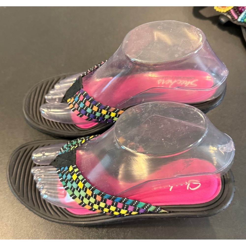Skechers‎ Womens 8 Reggae Rootsy Platform Flip Flop Sandals Woven Straps Retro